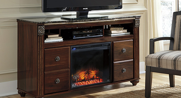 Gabriela Large TV Stand w/LED Fireplace Insert